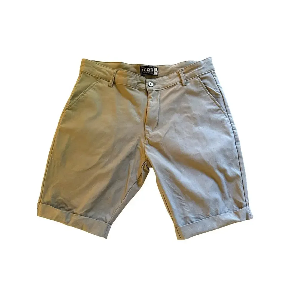 ICON Amsterdam Shorts Mens Size 34 Gray Chino Shorts Cuffed Stretch Preppy EUC